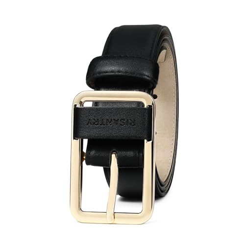 Women Belts Black with Gold Buckle, Elegant Belts for Women for Dresses & Jeans2