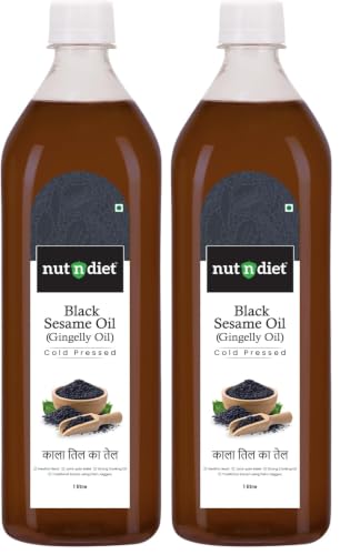 Image of nutndiet Cold Pressed Black Sesame Oil (Gingelly Oil) 1 Litre PET Bottle | Pure & Natural | Perfect for Cooking, Hair Care, Skin Care & Massage | |Multipurpose Usage | Nutrient-Rich & Chemical-Free