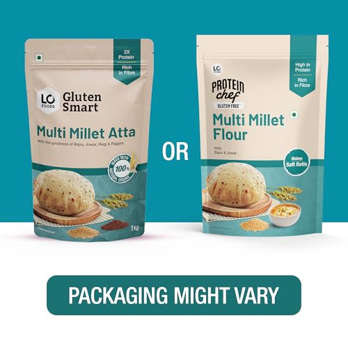 Image of Lo Foods Gluten Free Multigrain Atta 1 Kg, Multi Millet Flour, High Fibre, High Protein, Gluten Free Atta