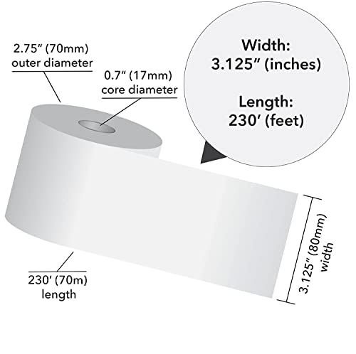 Prinko 3 1/8” X 230' Thermal Paper 50 Rolls - Bpa Free Receipt Paper Rolls – Point Of Sale Cash Register - Thermal Printer Paper - Credit Card Paper #TOP1