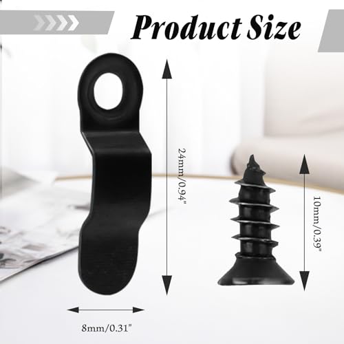 Image of Bonsicoky 100 Pack Metal Picture Frames Turn Button Fasteners with 100 Pieces Screws - Black Frame Picture Hardware Backing Clips for Hanging Pictures, Photos