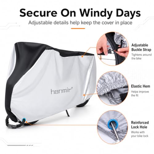 Funda para bicicleta Hanmir resistente al agua para exteriores, con bolsa, para 1-2 bicicletas miniatura 5