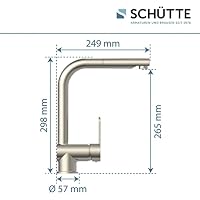 SCHÜTTE LONDON Küchenarmatur mit ausziehbarer Geschirrbrause, 360 Grad schwenkbarer Wasserhahn für die Küche, Mischbatterie mit Einhebelmischer, Spültischarmatur Edelstahloptik, Edelstahl, 29,8 cm – Ansicht 5