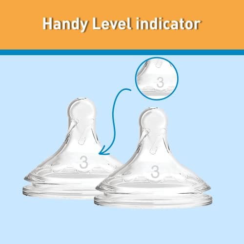 Dr. Brown's Options Plus Wide-Neck Bottle Nipple, Level 3 for Infant (6m +), Transparent, 2 Count