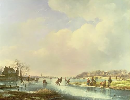 Scène d'hiver d'Andreas Schelfhout pour Salon Moderne Chic 60x90