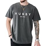 Couple T-Shirt for Men, Women, Hubby and Wifey Est. 2024 Honeymoon Shirt 100% Cotton Retro Look Oversized Graphic Tee (Pepper, X-Large)