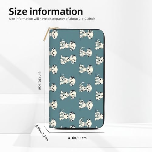 Cute Spotted Puppy Print Wallet Women Men, Long PU Leather Wallets for Women, Cute Womens Travel Wallet Purse Pouch with Zipper Pocket3
