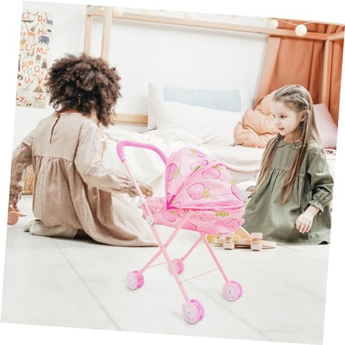 VANZACK Kleiner Puppenwagen Leicht mit Stauraum Realistischer Kinderwagen für Mädchen Puppenwagen für Rollenspiele und Puppenaccessoires – Bild 7