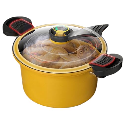 JZLEJC 3.5L Pressure Canner, Time-Saving Stockpot with Clear Lid & Double-Ear Lock, Multi-Use Small Pressure Cooker