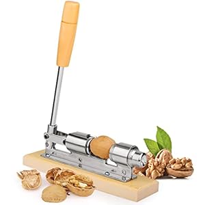 ChromLives Schiaccianoci Acciaio Inox Schiaccianoci Cracker di Noci Pinze di Noce con Manico a Base di Legno Strumento Aperto per Noci, Castagne, Noci Pecan, Nocciole, Mandorle, Noci del Brasile