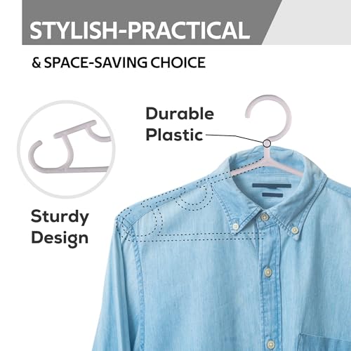 Image of Kuber Industries Pack of 40 Hangers | Multi-Purpose Hangers for Wardrobe-Almirah-Cabinets-Closet | Plastic Cloth Hanger for Trouser-Skirts-Coat-Dresses-Ties | 103 | White & Sky Blue