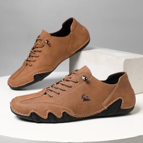 Image of Driving Shoes for Men Casual Slip Ons Mens Fashion Shoes Comfort Handmade Chukka Dress Casual Shoes