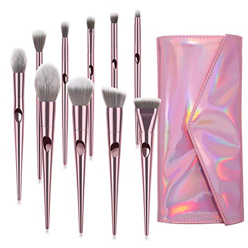 Makeup Brushes, ITME Premium Professional Makeup Brush Set With Purse,10 PCS Synthetic Cosmetics Makeup Brushes For Foundation Blending Blush Powder Blush Concealers Eye Shadows Brushes (Rose Gold)