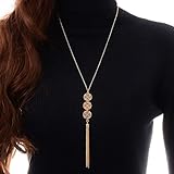 Sequin Necklace Tassel Pendant Necklace Gold Long Necklace Chain for Women