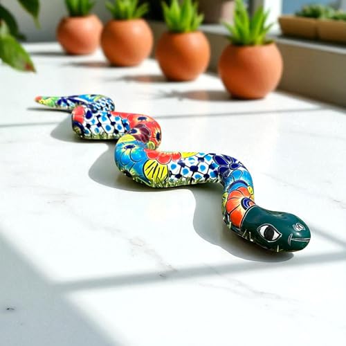 Handmade 24-Inch Talavera Snake – Colorful Mexican Pottery Garden & Wall Decor (Extra Large Snake 34