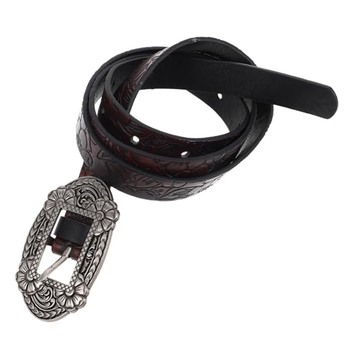 GALPADA Vintage Distressed Western Cowboy Belt for Women and Men Antique PU Waist Belt with Carved Buckle Stylish Cowgirl Accessories for Daily Wear