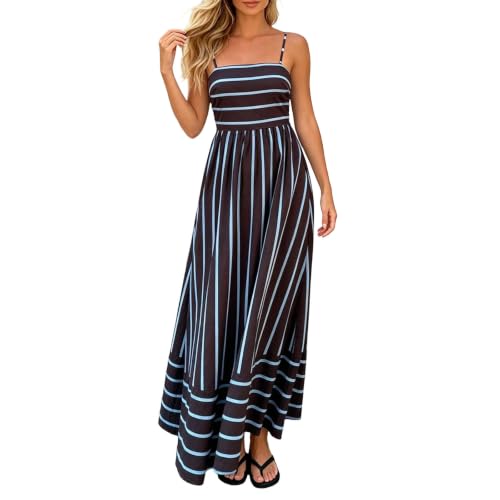 Robe maxi rayée à bretelles spaghetti et dos nu pour sublimer votre silhouette