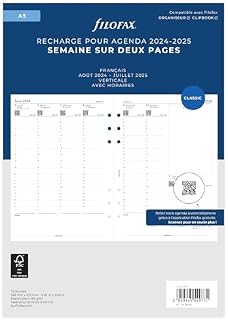 Filofax A5 FRENCH WEEK ON TWO PAGES ENGLISH MID YEAR AUG 24 -JUL 25