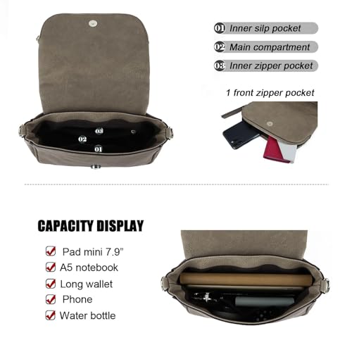 Image of Crossbody Bags for Women Small Pu Leather Over the Shoulder Purses and Flap Cross Body Handbags with Multi Pockets