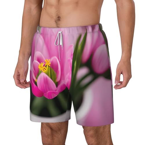Spring is in The Air Men's Soft Double Swim Shorts, Lounge Swiming Shorts Pants Breathable Summer2