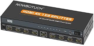 NOWBOTUCH 1x8 HDMI Splitter 8 Port 1 in 8 out HDMI Switch 1 Port to 8 HDMI Display Duplicate/Mirror Powered Splitter Ver 1.4 Certified for Full HD 1080P High Resolution 3D Support