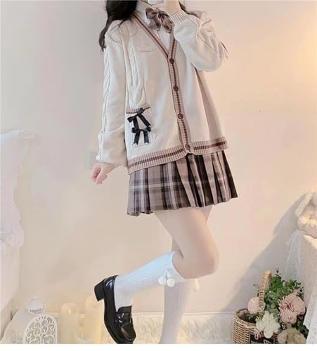 Women's JK Sweater Long Sleeve Cute Cardigans Buttoned V Neck Sweaters School Cosplay Sweater Kawaii Cardigan3
