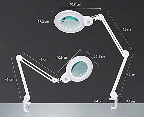 Neatfi XL Bifocals 1,600 Lumens Super LED Magnifier Lamp with Clamp, UK Plug, Large 18CM Acrylic Lens, 5 Diopter with 20 Diopter, Hands Free, Dimmable, 16W, 84 PCS SMD LED (White)