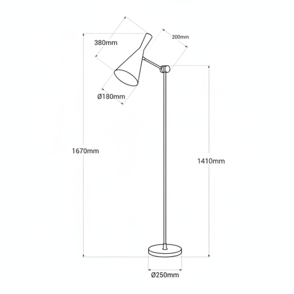 BARCELONA LED Lampa podłogowa OLIVIA Czarna Nowoczesna E27 | Czarna, aluminium, nowoczesny design, regulowany klosz, oprawa E27, salon sypialnia