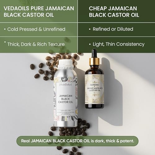 Image of VedaOils Jamaican Black Castor Oil 100ml | 100% Pure & Natural Cold Pressed Hair & Skin Oil | Promotes Hair Growth, Reduces Hair Fall, Hydrates Skin & Strengthens