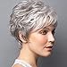ELIM Gray Wigs for White Women Short Curly Female Wig Full Synthetic Hair Womens Wigs with Wig Cap Z140