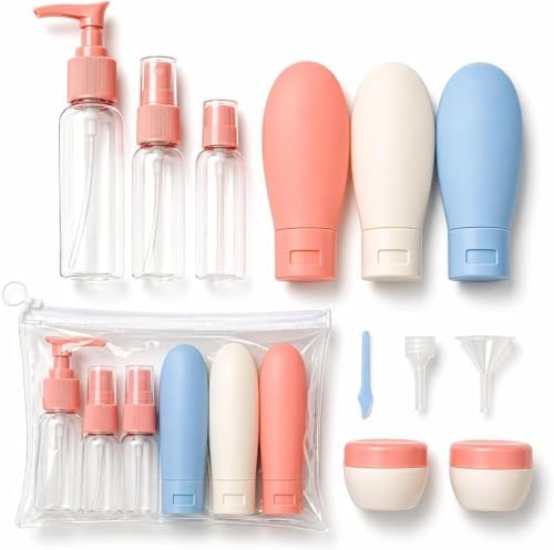 Kit Frascos para Viagem 11 Peças com Necessaire Transparente Apro...