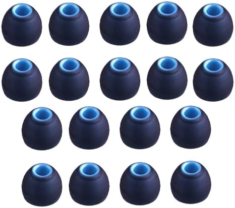 Sound Wave シリコン製 ハイブリッド イヤーピース 遮音性イヤホンチップ 内径 3.8-4.0mm M18個入 2種類の硬度のシリコンを組み合わせた遮音性が高い イヤホンカバー ソニー イヤホン交換用 JBL T110BT イヤホン交換用 So18(ブラック ブルーM)