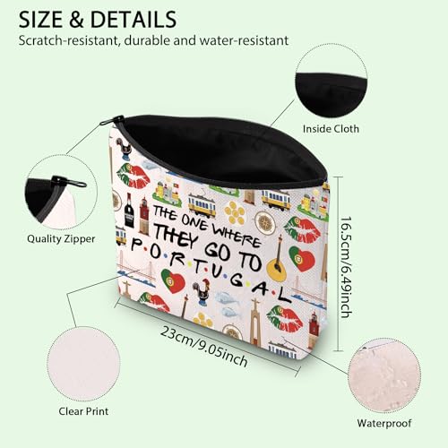 FOTAP Portugal Trip Makeup Bag - Multicolour Cartoon Cosmetic Case - Unisex Travel Gift Bag - Zipper Closure - Image 2