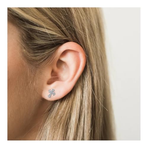 Rnivida 925 Sterling Silver Small Cross Stud Earrings for Women,Hypoallergenic2