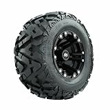 GTW 10 Inch Golf Cart Wheels and Tires Combo | Matte Black Specter Wheels on 20x10-10 Barrage Mud Tires | Set of 4