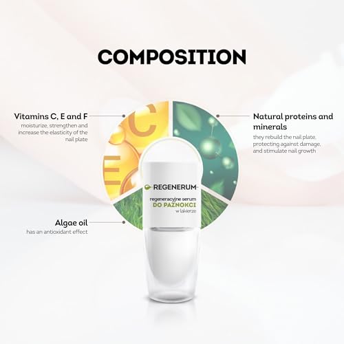 Regenerum Regeneratives Nagellack-Serum – stärkt und schützt Nagelplatte, Vitamin-Komplex, Mineralien, Algenöl, stimuliert das Wachstum – 8 ml