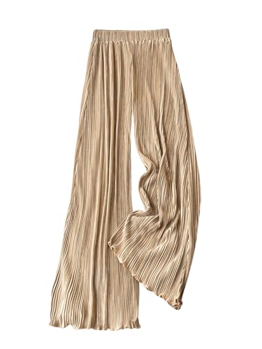 GORGLITTER Women's Flowy Pleated Pants Dressy High Waist Wide Leg Trousers Business Casual Work Palazzo Pant