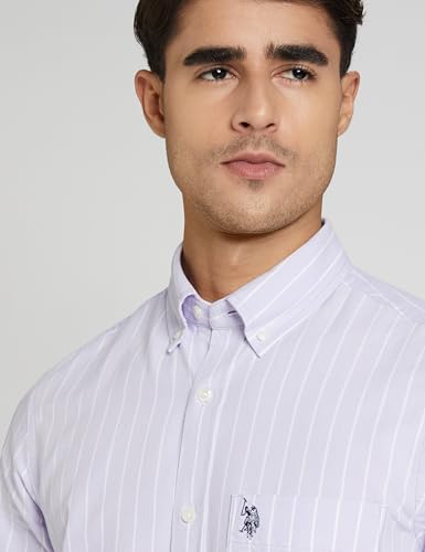 Image of U.S. Polo ASSN. Men's Yarn Dyed Oxford Stripe Spread Collar Full Sleeve Shirts