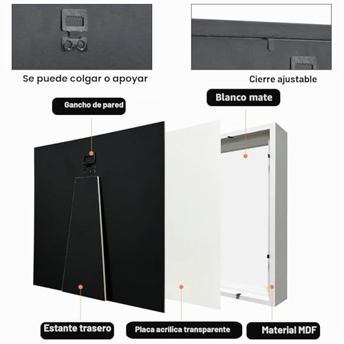 Miniatura 6 de 3d Marco De Fotos, 30 X 40 Cm, Marco De Fotos Profundo Para Rellenar, 3d Marcos De Caja De Sombra, Con Placa Acrílica Transparente, Marcos De Objetos Más Profundo 3cm, Para Fotos, Flores Ramo, Blanco