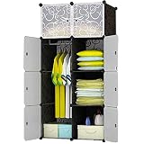BRIAN & DANY Portable Wardrobe Closet - Cube Storage Organizer with 1 Hanging Rails, Modular Wardrob