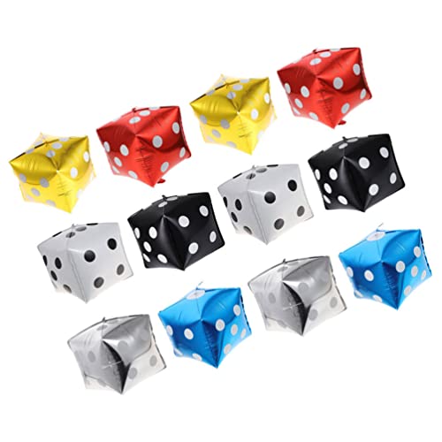 Ipetboom Balões De Folha De Cubo De Dados 12 Peças Em Forma De Quadrado Balões De Cassino De Folha D