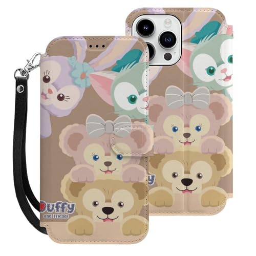 ダッフィーフレンズ iPhone15 Pro Max用ケース 手帳型 財布型 スマホケース カード収納 PUレザー おしゃれ アイフォン15 Pro Max用ケース 全面保護 マグネット式 耐衝撃 脱着簡単