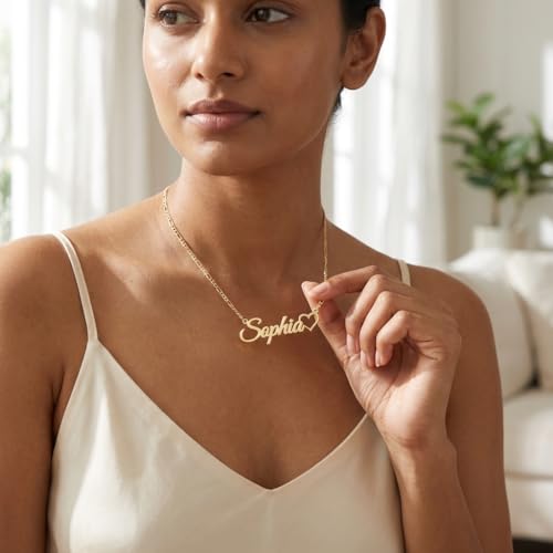 Image of Custom Name Necklace - 925 Sterling Silver & 316 Stainless Steel, 14 Fonts & Multi-Language Options, 4 Colors, 5 Chain Styles, Personalized Gift with Premium Box