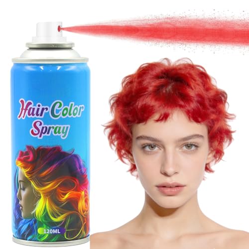 Hair Spray Temporary, Hair Dye, Hair Spray Temporary for Kids Women, Washable & Non-Sticky Hair Wax for Cosplay Party, DIY, Christmas Party, Halloween (120 ml) (Red-01)