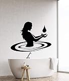 Vinywalsticker bathroodecoration autocollant de goutte d'eau gir nue, salle de bain à la maison, décoration hotebathrofashion A2 blanc 78x57cm