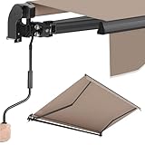 SONGMICS Gelenkarmmarkise, Markise mit Handkurbel, Balkon Sonnenschutz, UPF 50+, Aluminiumlegierung, verstellbar, 300 x 250 cm, gelbbraun GSA306KZ01