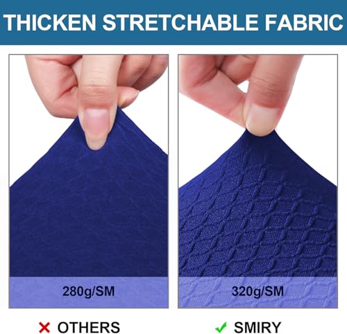 Image of Smiry Waterproof Seat Covers for Dining Room Chairs, No Rear Covers | Stretch Jacquard Removable Washable Chair Seat Slipcovers Protector, Set of 2, Royal Blue