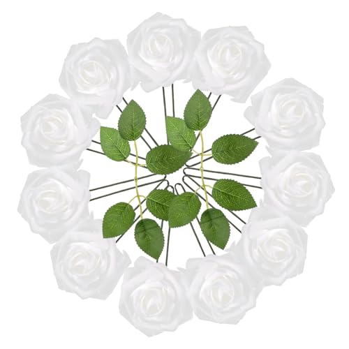 Mikikit Ramo De Rosas Artificiales con Flores De Toque Real para Decoración De Bodas y DIY Arreglo Floral Caja para Eventos y Celebraciones