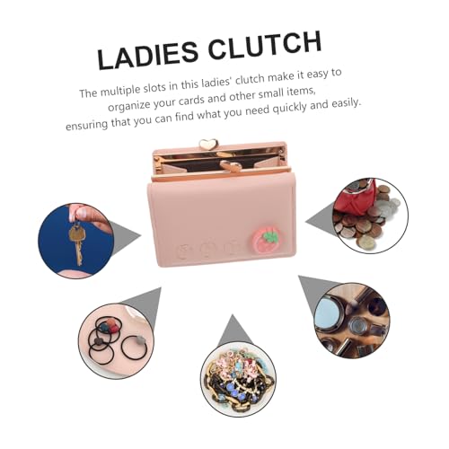 Beaupretty Cute Small Ladies Clutch Wallet with Multiple Card Slots Practical Coin Purse for Outdoor Shopping and Travel Stylish PU Mini Wallet for Women and Pink3