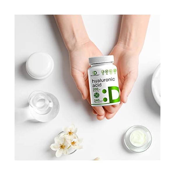 Hyaluronic-Acid-Supplements-200mg-240-Capsules-4-Months-Supply-Improve-Skin-Face-Hair-Nail-Condition-and-Support-Healthy-Joints-Bones-Connective-Tissue Hyaluronic Acid Supplements 1,500mg – 240 Capsules, with MSM & Vitamin C – Pure 95% | Non-GMO + Plant Based HA – Supports Healthy Joints, Bones, Connective Tissue, & Skin Hydration